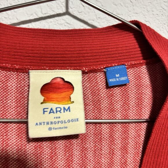 Farm Rio Anthropologie Red Tropical Cardigan Flowers MEDIUM 100% ORGANIC Cotton - Picture 6 of 11